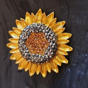 SUNFLOWER Enameled Embellished Brooch Pin BRR #3